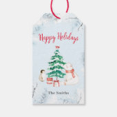 Schattige All-white Christmas Cadeaulabel (Voorkant)