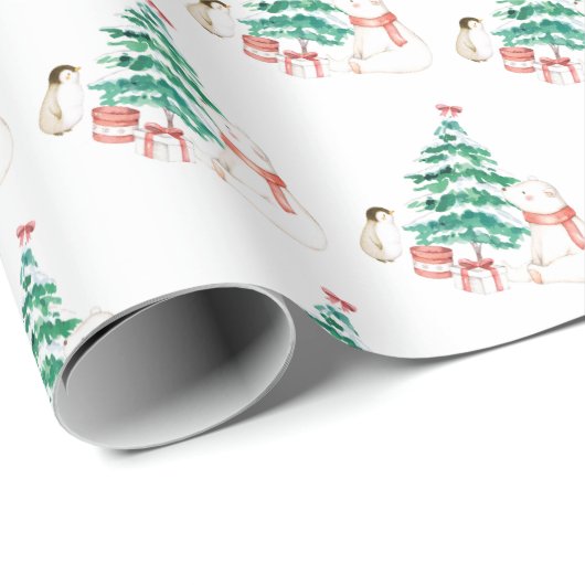 Schattige All-white Christmas Cadeaupapier (Rol Hoek)