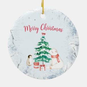 Schattige All-white Christmas Keramisch Ornament