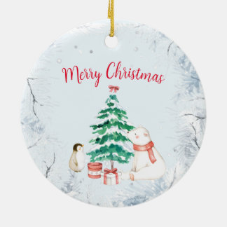 Schattige All-white Christmas Keramisch Ornament