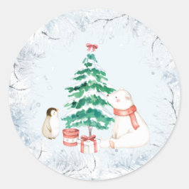 Schattige All-white Christmas Ronde Sticker