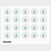 Schattige All-white Christmas Ronde Sticker (Vel)