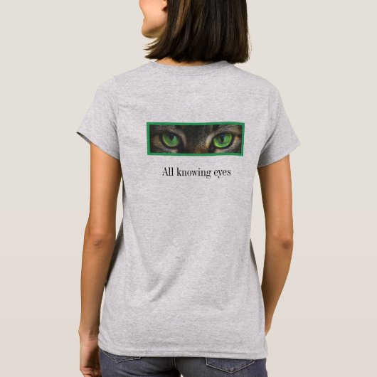 Schattige alle wetende kattengroene ogen t-shirt (Achterkant)