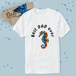 Schattige allerbeste papa ooit kleurrijke zeepaard t-shirt