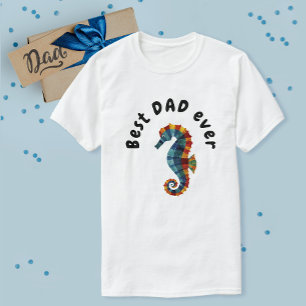 Schattige allerbeste papa ooit kleurrijke zeepaard t-shirt
