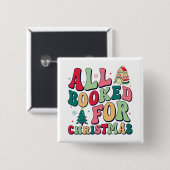 Schattige alles geboekt voor de kerstbibliotheek vierkante button 5,1 cm (Voorkant /achterkant)
