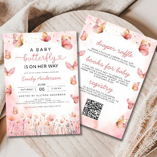 Schattige alles in één QR Code Girl Butterfly Baby Kaart