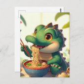 Schattige alligator die noedels eet briefkaart (Voorkant / Achterkant)