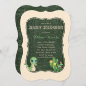 Schattige Alligator Groene Cactus Baby Shower Uitn Kaart (Voorkant / Achterkant)