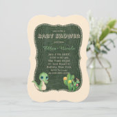 Schattige Alligator Groene Cactus Baby Shower Uitn Kaart (Staand voorkant)