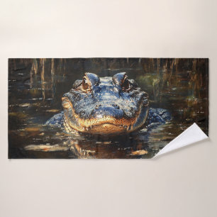 Schattige alligator in de Florida Everglades-schil Badhanddoek