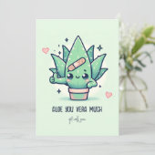Schattige "Aloe you vera much" Word snel goed grap Kaart (Staand voorkant)