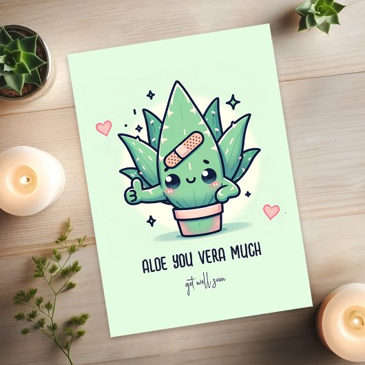 Schattige "Aloe you vera much" Word snel goed grap Kaart