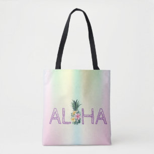Schattige Aloha Hawaiaanse Ananas Bloemen Kleurig Tote Bag