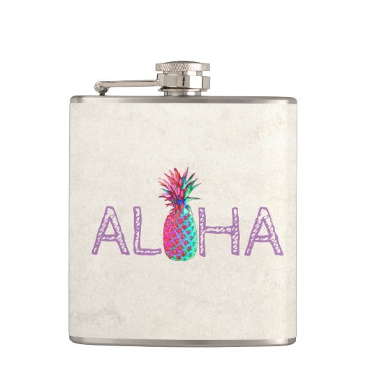 Schattige Aloha Hawaiaanse Ananas Heupfles (Voorkant)