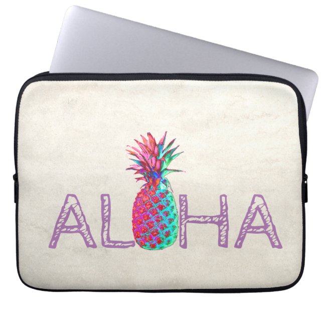 Schattige Aloha Hawaiaanse Ananas Laptop Sleeve (Voorkant)