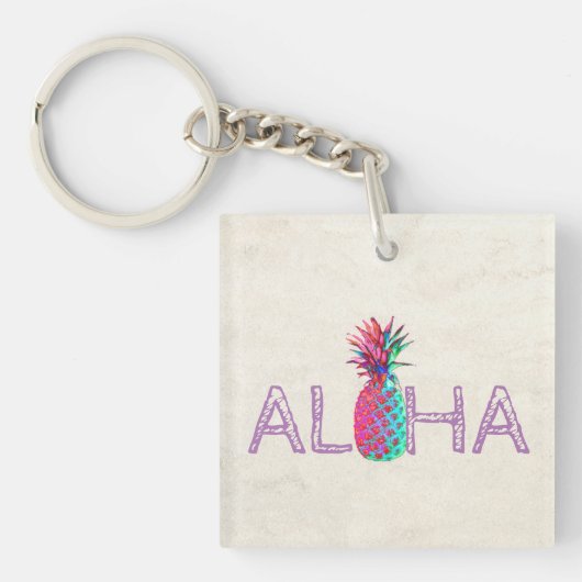 Schattige Aloha Hawaiaanse Ananas Sleutelhanger (Voorkant)
