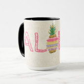 Schattige Aloha Hawaïaanse Gestreepte Ananas Mok (Voorkant links)