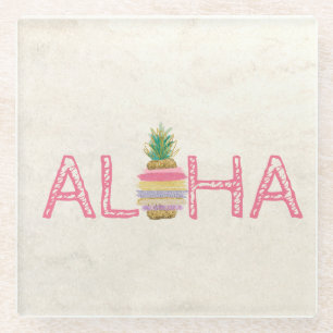 Schattige Aloha Hawaiiaanse Gestreepte Ananas Glazen Onderzetter