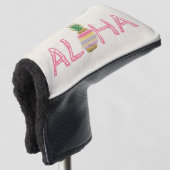Schattige Aloha Hawaiiaanse Gestreepte Ananas Golfheadcover (3/4 voorkant)
