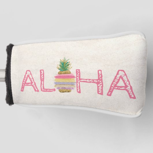 Schattige Aloha Hawaiiaanse Gestreepte Ananas Golfheadcover (Voorkant)