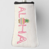 Schattige Aloha Hawaiiaanse Gestreepte Ananas Golfheadcover (Draai 90)