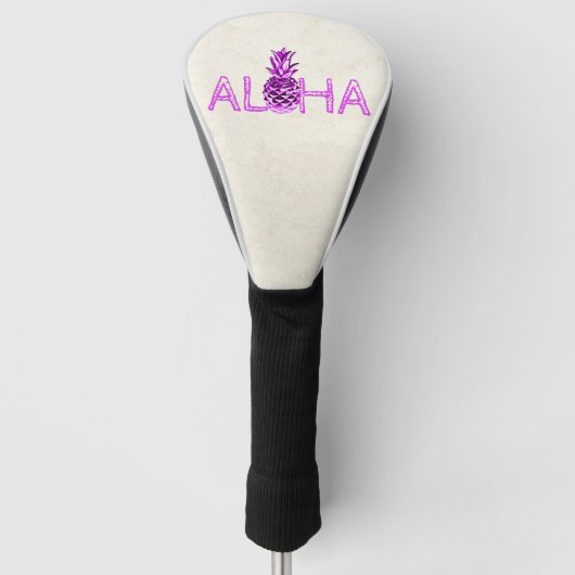 Schattige Aloha Hawaiian Metallic Pineappel Golfheadcover (Voorkant)