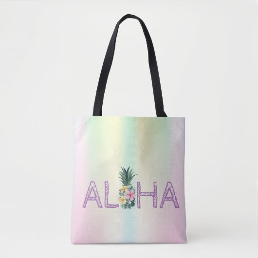 Schattige Aloha Hawaiian Pineapple Flowers kleurri Tote Bag (Voorkant)