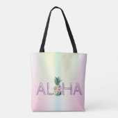 Schattige Aloha Hawaiian Pineapple Flowers kleurri Tote Bag (Achterkant)