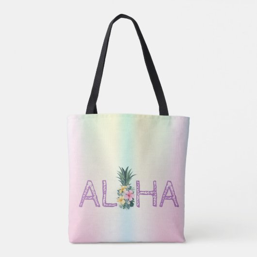 Schattige Aloha Hawaiian Pineapple Flowers kleurri Tote Bag (Achterkant)