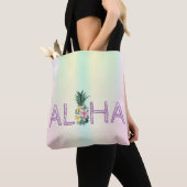 Schattige Aloha Hawaiian Pineapple Flowers kleurri Tote Bag (Dichtbij)