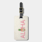 Schattige Aloha Hawaiian Striped Pineappel Bagagelabel (Voorkant verticaal)