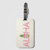 Schattige Aloha Hawaiian Striped Pineappel Bagagelabel (Voorkant (verticaal))
