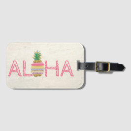 Schattige Aloha Hawaiian Striped Pineappel Bagagelabel