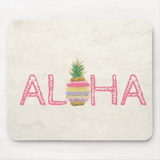 Schattige Aloha Hawaiian Striped Pineappel Muismat (Voorkant)