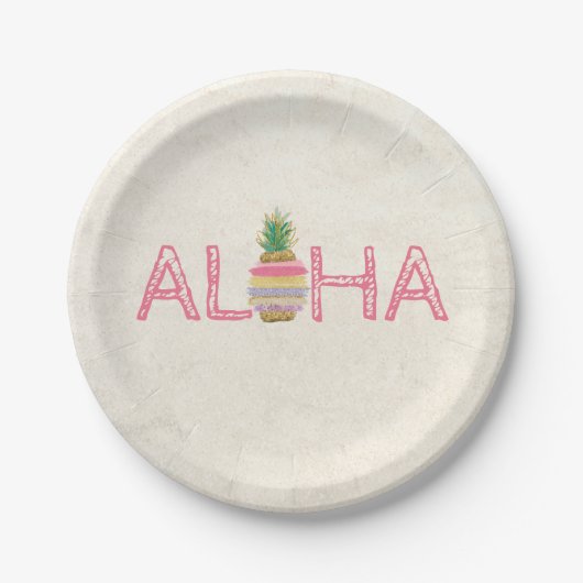 Schattige Aloha Hawaiian Striped Pineappel Papieren Bordje (Voorkant)