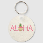 Schattige Aloha Hawaiian Striped Pineappel Sleutelhanger (Voorkant)