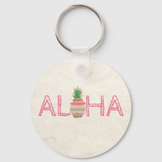 Schattige Aloha Hawaiian Striped Pineappel Sleutelhanger (Voorkant)
