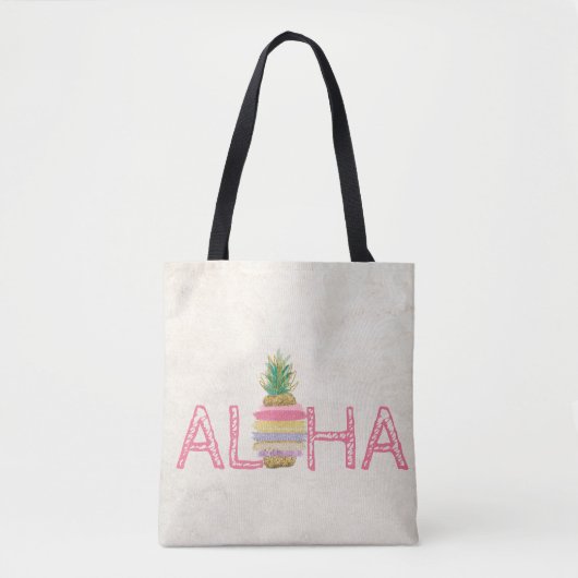 Schattige Aloha Hawaiian Striped Pineappel Tote Bag (Voorkant)