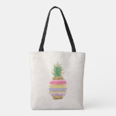 Schattige Aloha Hawaiian Striped Pineappel Tote Bag (Achterkant)