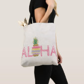 Schattige Aloha Hawaiian Striped Pineappel Tote Bag (Dichtbij)