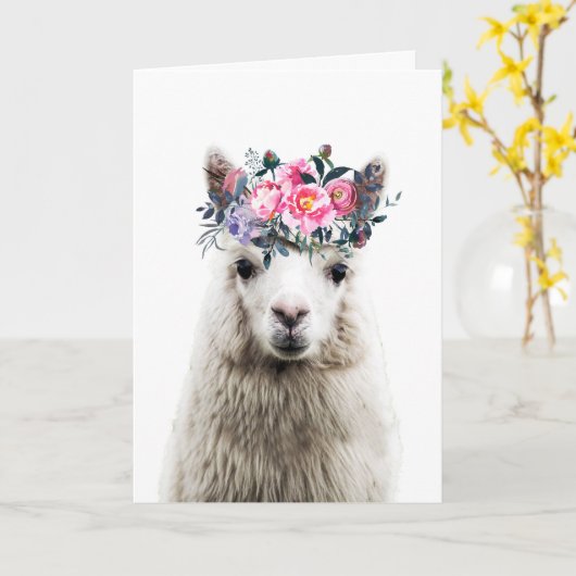 Schattige Alpaca, Birthday Kaart (Gele Bloem)