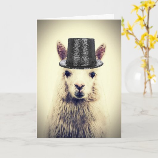 Schattige Alpaca, Birthday Kaart (Gele Bloem)