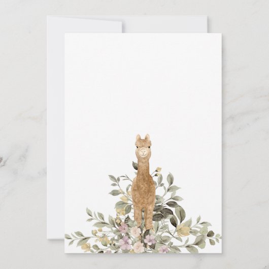 Schattige Alpaca Botanisch Lint Baby shower Kaart (Achterkant)