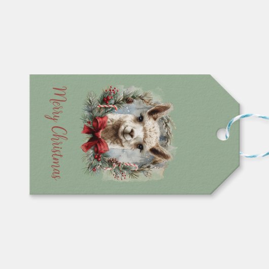 Schattige Alpaca Christmas Holiday Gift Label Cadeaulabel (Voorkant (Horizontaal))