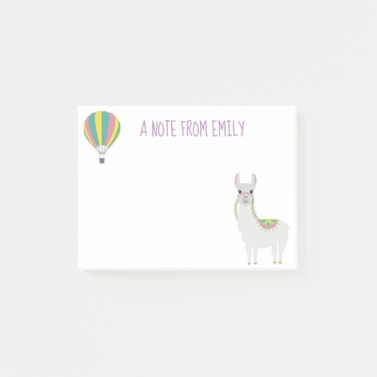 Schattige Alpaca Heet Lucht Ballon Notitie Van Post-it® Notes (Voorkant)