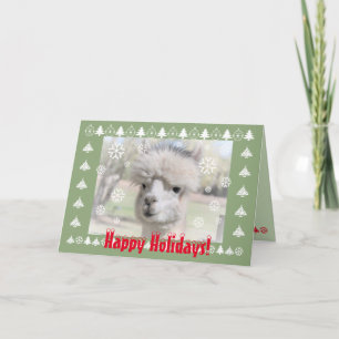 Schattige Alpaca Kerstkaart Feestdagen Kaart
