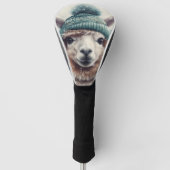 Schattige alpaca met blauwe muts golfheadcover (Voorkant)