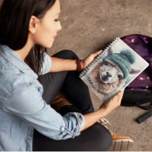 Schattige alpaca met blauwe muts planner