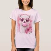 Schattige Alpaca T-shirt – Bubblegum Llama met Sun (Voorkant)